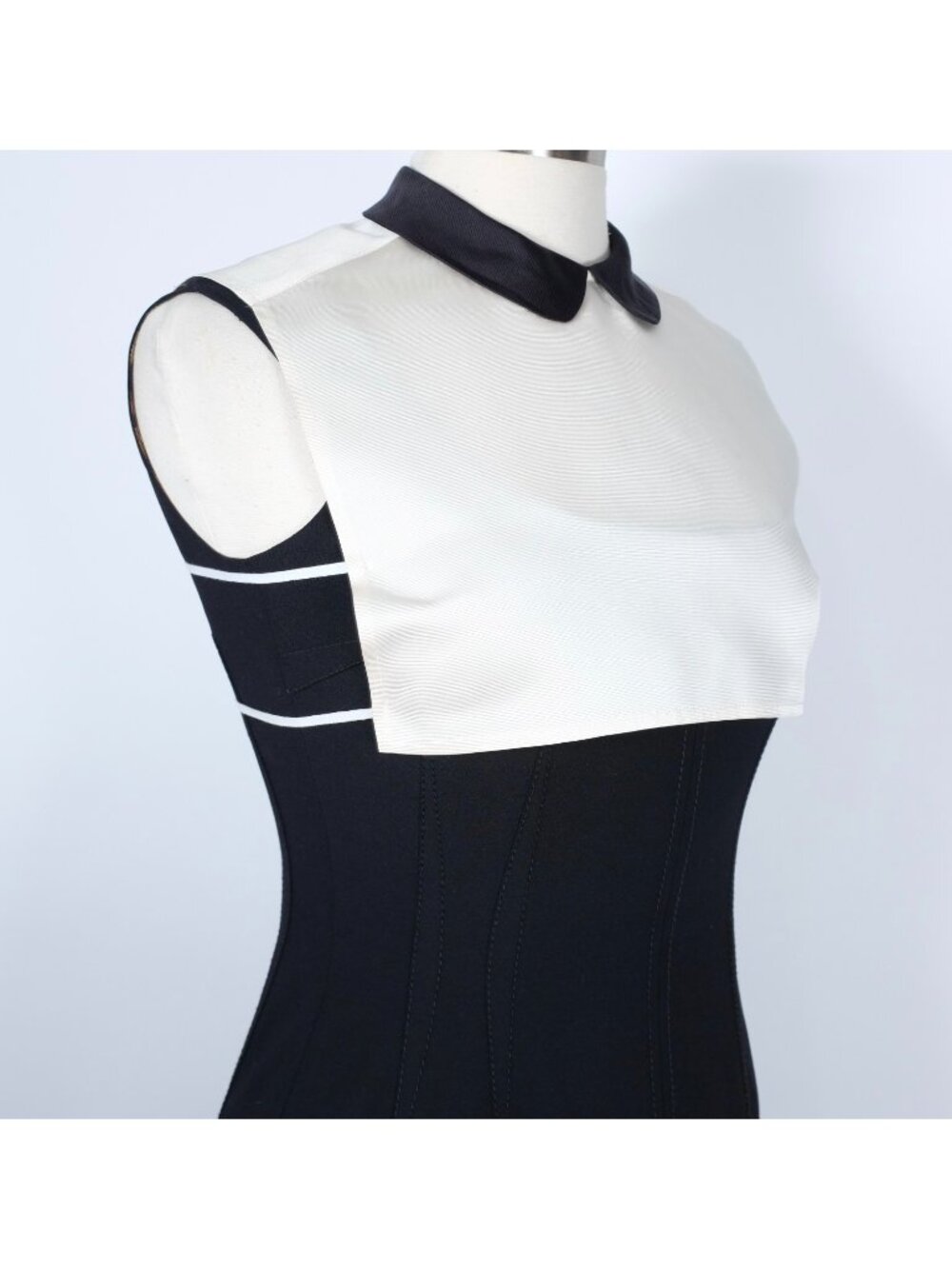 MIU MIU Silk Peter Pan Collar Bib Black White 40 / US Small Dickey